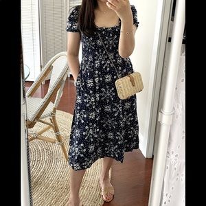 LOFT Petite Smocked Midi Dress